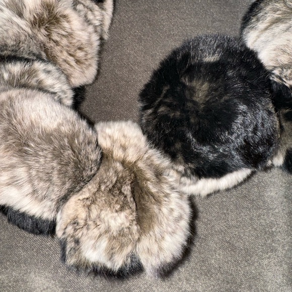 Like New Belle Fare Rabbit Fur Scarf -- Grey and Black - Picture 3 of 5